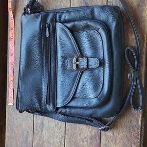 Black leather shoulder bag